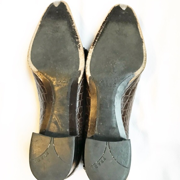Prada brown croc loafers size 37 - Picture 3 of 5